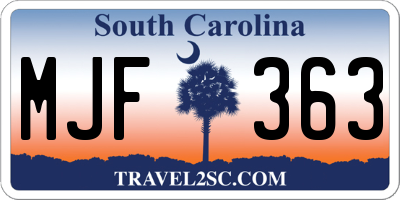 SC license plate MJF363