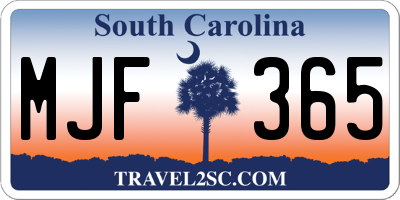 SC license plate MJF365