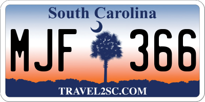 SC license plate MJF366