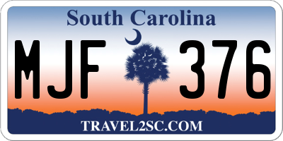 SC license plate MJF376