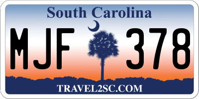 SC license plate MJF378