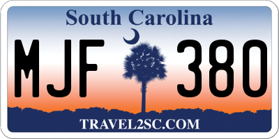 SC license plate MJF380