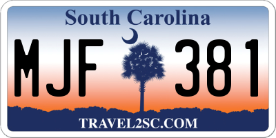 SC license plate MJF381