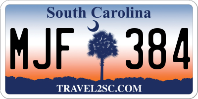 SC license plate MJF384