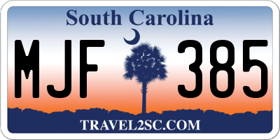 SC license plate MJF385