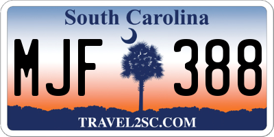 SC license plate MJF388