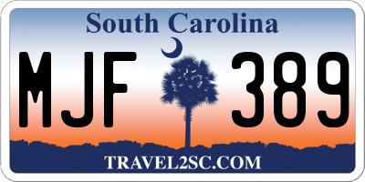 SC license plate MJF389