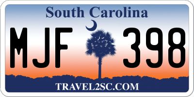 SC license plate MJF398