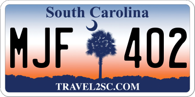 SC license plate MJF402