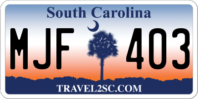 SC license plate MJF403