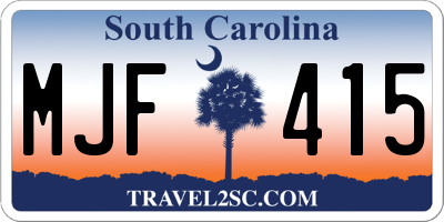 SC license plate MJF415