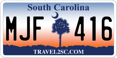SC license plate MJF416