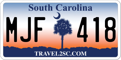 SC license plate MJF418