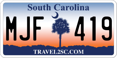 SC license plate MJF419