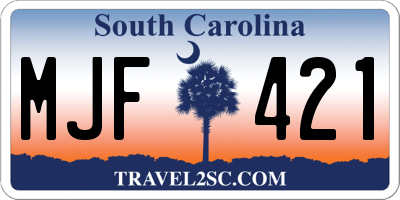 SC license plate MJF421