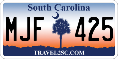 SC license plate MJF425