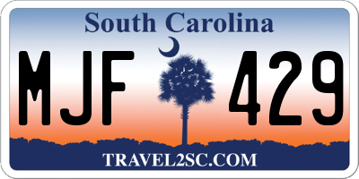 SC license plate MJF429