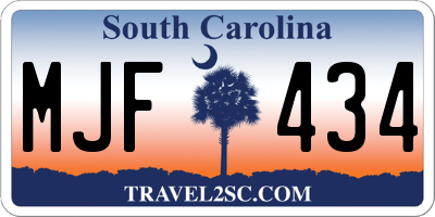 SC license plate MJF434