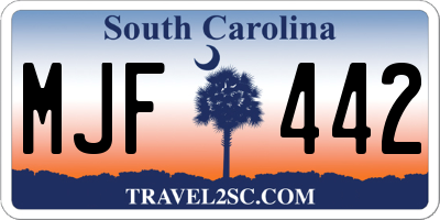 SC license plate MJF442