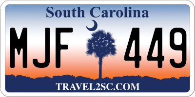 SC license plate MJF449