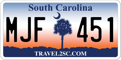 SC license plate MJF451
