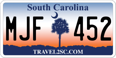 SC license plate MJF452
