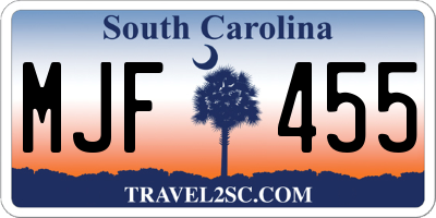 SC license plate MJF455