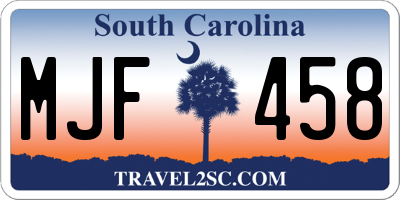 SC license plate MJF458