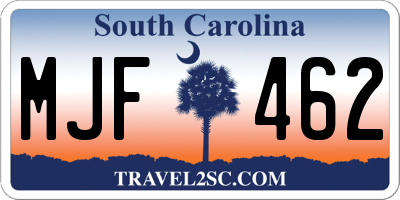 SC license plate MJF462