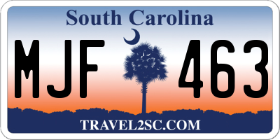 SC license plate MJF463