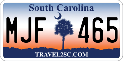 SC license plate MJF465