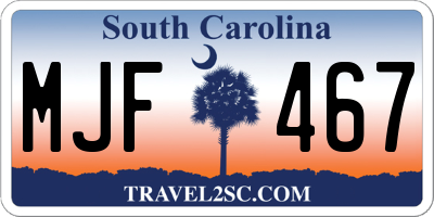 SC license plate MJF467