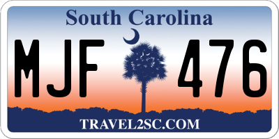 SC license plate MJF476