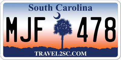 SC license plate MJF478
