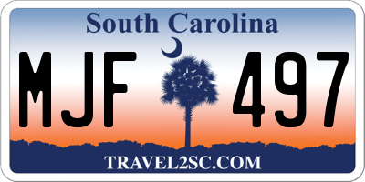 SC license plate MJF497