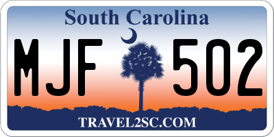 SC license plate MJF502