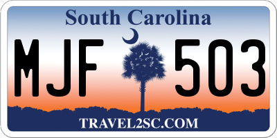 SC license plate MJF503