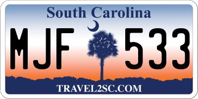 SC license plate MJF533