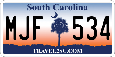 SC license plate MJF534