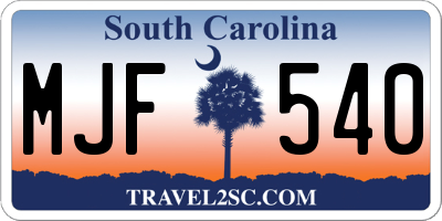 SC license plate MJF540