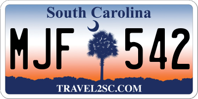 SC license plate MJF542