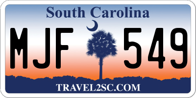 SC license plate MJF549