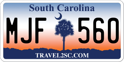 SC license plate MJF560