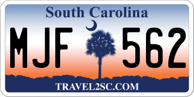 SC license plate MJF562