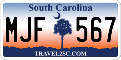 SC license plate MJF567
