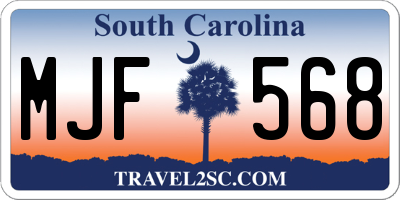 SC license plate MJF568