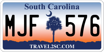 SC license plate MJF576