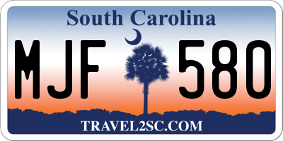 SC license plate MJF580