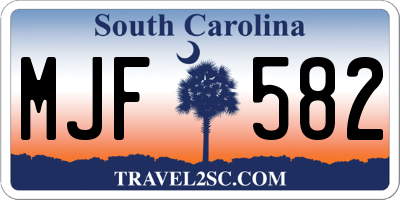 SC license plate MJF582