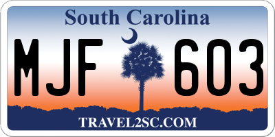 SC license plate MJF603
